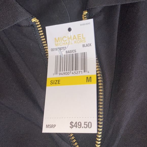 Michael Kors, med cotton pull over blk cinched gold zipper and arm - Picture 3 of 5